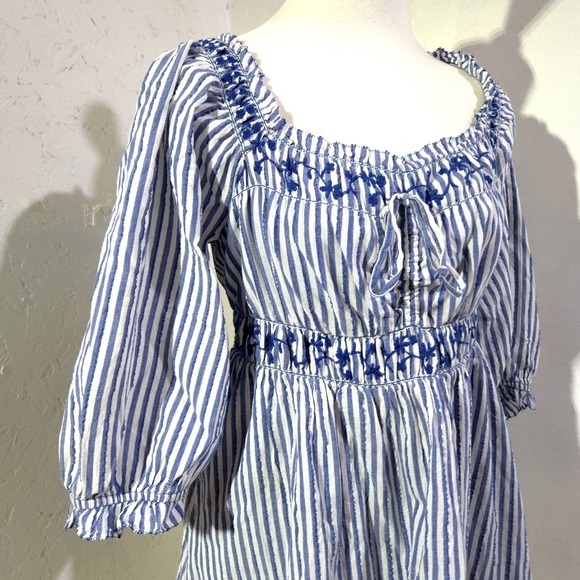 American Eagle | Blue and White Striped Cottagecore Dress - Picture 2 of 9